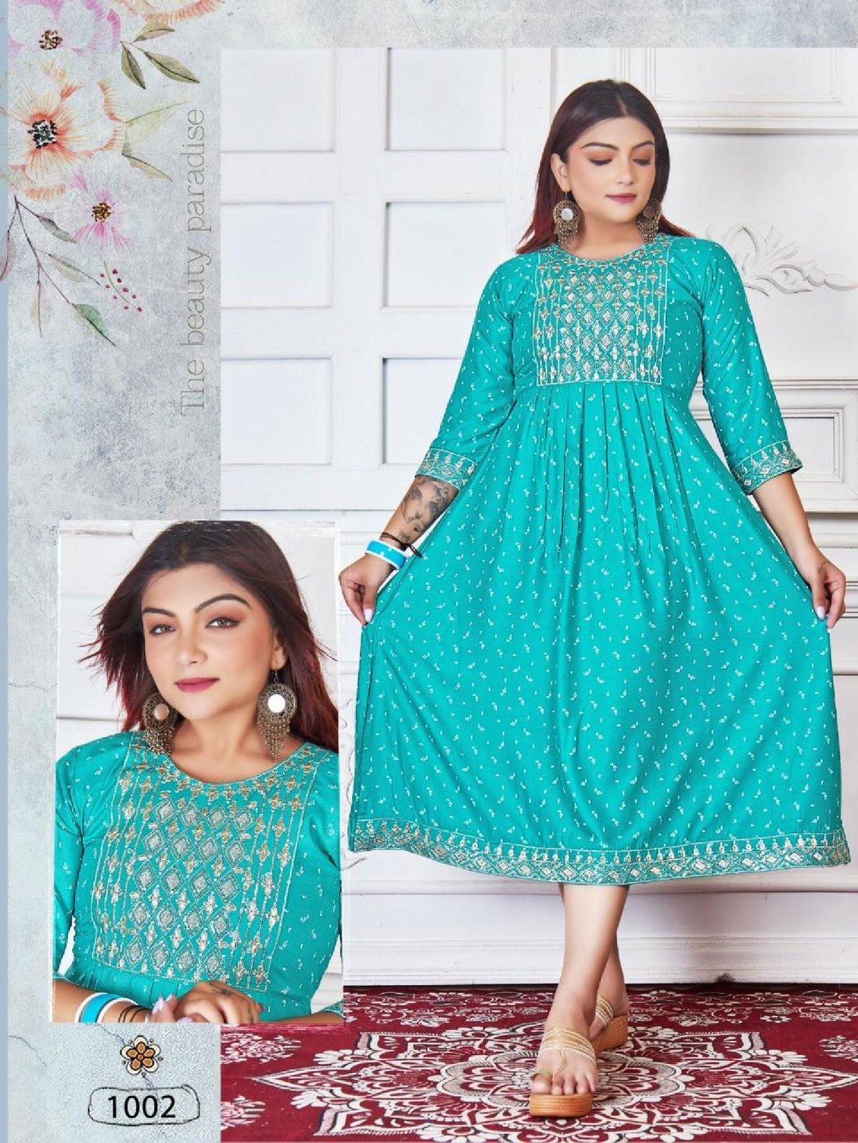 Beauty Flea 1 Rayon Printed Wholesale Long Anarkali Kurti Collection